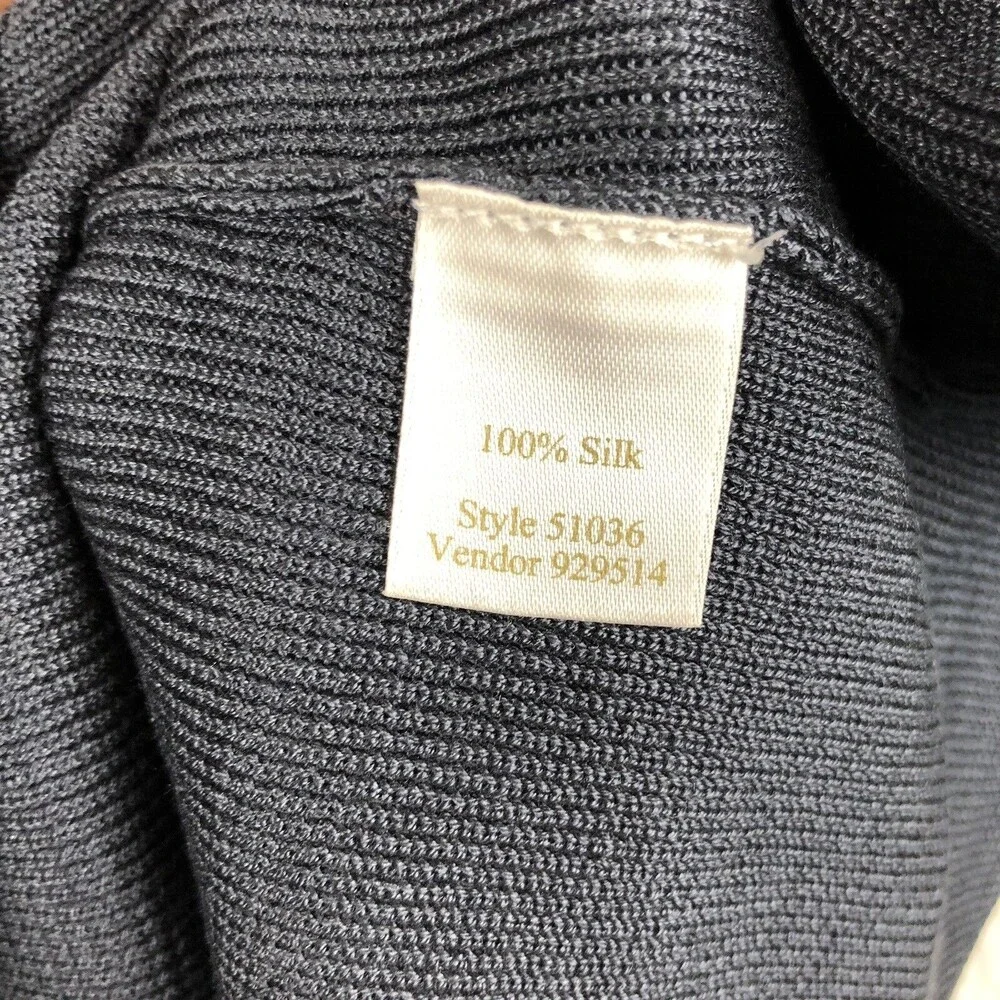 Caslon Womens 100% Silk Turtleneck Sweater‎ TOP Charcoal Gray Knit Size L 51036